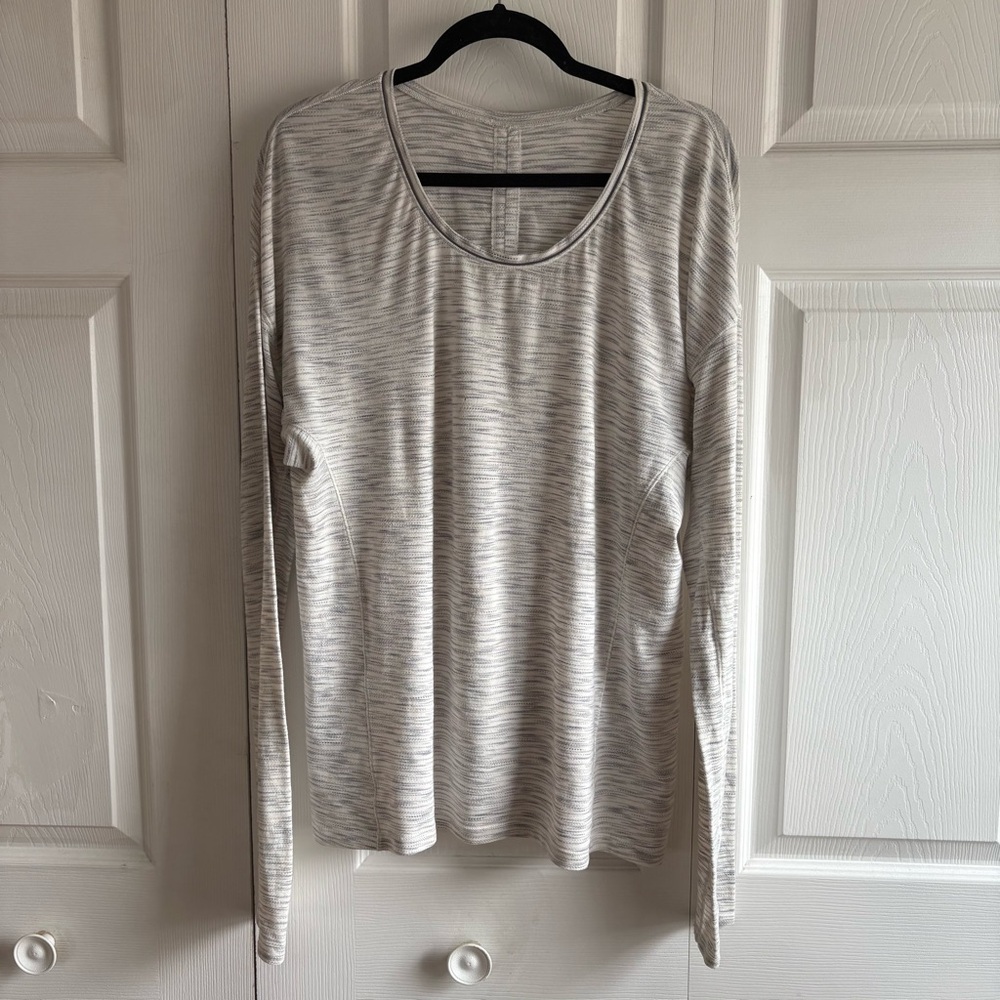 Lululemon Sweat Embrace Long Sleeve Shirt Tiger Space Dye Grey White 8 Pilates